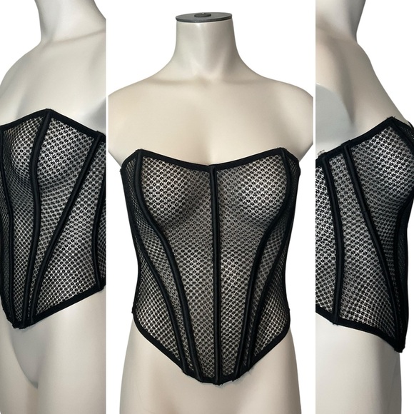 Fashion Nova Tops - FASHION NOVA sz X Small Mesh Bustier Adjustable Boning Black